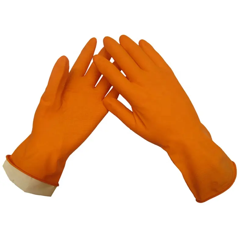 Orange Latex Household Gloves For Dish Washing, Hot Sale Guantes de Latex Cocina