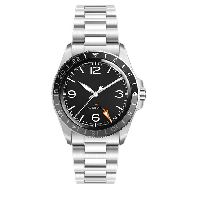 GMT Automatic Mechanical Mens Automatic Watches with Stainless Steel Bracelet Timepieces