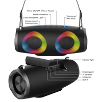 Enceinte portable sans fil BKK K213 10W IP65 étanche avec double haut-parleur et éclairage RGB pour le camping