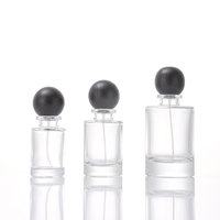 Flacon en verre épais et robuste de style infusion pour Cologne 100 ml (3 1/3 oz) – Flacon de parfum en verre noir mat avec bouchon à bille en bois