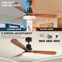 Ventilateur de plafond moderne réversible à courant continu avec télécommande LED, 3 pales, fonctionnement silencieux, pour intérieur et extérieur, salon, chambre, patio
