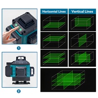 Niveau laser vert 4D 16 lignes 360° auto-nivelant avec 2 batteries, haute précision, pour extérieur, niveau rotatif à lignes croisées, Nivel Laser