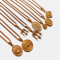 Mode plaqué or mythologie grecque Poséidon Trident pendentif 30mm en acier inoxydable Vintage dieu romain Neptune pendentif à breloque pour hommes