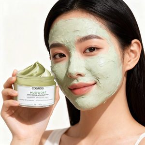 Masque d'<span class=keywords><strong>argile</strong></span> nettoyant en profondeur à l'armoise, formule naturelle, pour minimiser les pores, réduire l'acné et lisser le visage – Traitement facial personnalisé OEM - Product Image 1