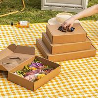 Boîte d'emballage en papier kraft personnalisé Boîte de pâtisserie de fête pour croissant Boîte portable pour biscuit au chocolat avec fenêtre pour dessert Emballage pour traiteur