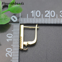 Vente en gros de fermoirs pour boucles d'oreilles rectangulaires en plaqué or 18 carats et argent, sertis de zirconiums cubiques, pour la fabrication de bijoux