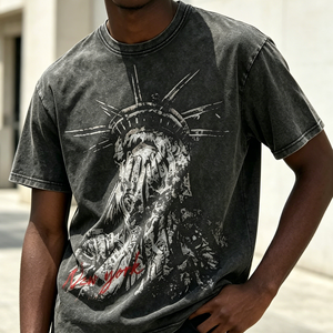 T-Shirt Personalizzata OEM da Uomo con Stampa <span class=keywords><strong>New</strong></span> <span class=keywords><strong>York</strong></span>, Stile Americano, 100% Cotone, Collo Tondo, Manica Corta, Abbigliamento Maschile - Product Image 1