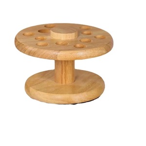 Wooden Rotating Scissors <b>Rack</b> 16x12.5cm 360 Degree Desktop Organizer For Knife Fork Storage Standing Type Round Shape - Product Image 2