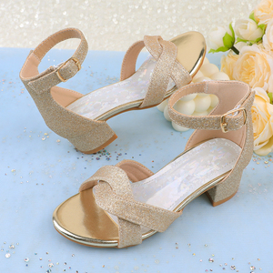 Nouvelles sandales <span class=keywords><strong>à</strong></span> <span class=keywords><strong>talon</strong></span> bloc pour petites filles 2025 – Idéales pour les fêtes, mariages, spectacles de danse et anniversaires – Tendance mode estivale - Product Image 1