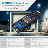 Alimentation LED dimmable 12V 150W 0-10V 12,5A à tension constante, transformateur pour profilé aluminium et bande LED