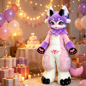 Costume intégral en fourrure de renard cornu, couleur personnalisée, peluche douce et moelleuse, vente en gros pour événements d'exposition et de cosplay - Product Image 6