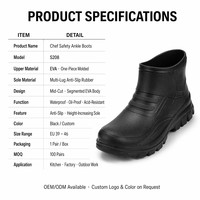 Bottes de sécurité pour chef imperméables, résistantes à l'huile et aux acides, sans couture, mi-mollet, antidérapantes, à semelle à crampons profonds, pour la cuisine