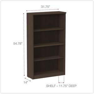 Bibliothèque à quatre étagères Alera Valencia Series Espresso pour bureau à domicile et salon 31,75 l x 14 profondeur x 54,88 hauteur - Product Image 5