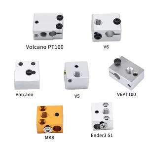 Créativité pièces d'imprimante 3D V5/V6/MK7 MK8 MK9/MK10/Volcano bloc chauffant en Aluminium pour extrudeuse d'impression bloc en Aluminium à tête en J