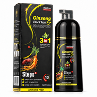WELLTNO Pewarna Rambut Hitam Ginseng 3 in 1 Bebas Amonia, Krim Pewarna Rambut Hitam Alami 500 mL untuk Semua Jenis Rambut
