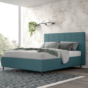 Letto matrimoniale con contenitore in tessuto turchese - Product Image 1