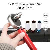 Set Kunci Torsi 6 pcs 1/2" Kapasitas 210 NM Grade Industri, Termasuk Soket Mur Roda 17 19 21mm dan Ekstensi Bar 5 pcs