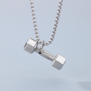 Collar con Mancuerna Personalizado Estilo Europeo Americano, Joyería de Gimnasio de Acero Inoxidable para Hombres y Mujeres, Colgante con Disco de Peso Intercambiable - Product Image 6