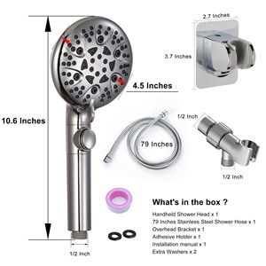 8-Mode High Pressure Handheld <strong>Shower</strong> Head with on Off <strong>Switch</strong> and 79 Inches Stainless Steel Hose and 2 <strong>Shower</strong> Holder - Product Image 3