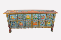 Console de porte en bois peinte à la main, artisanat Haswani, design vintage rustique