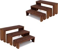 Supports de présentation à étages en bois brun, polis, style antique, écologiques, non toxiques, empilables, décoration de ferme, outils pour gâteaux et desserts