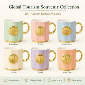 Taza de Café de Cerámica de Recuerdo de <span class=keywords><strong>Barcelona</strong></span>, España, Diseño Sagrada Fامília con Insignia Metálica, para Venta al por Mayor OEM de Porcelana Nueva - Product Image 5