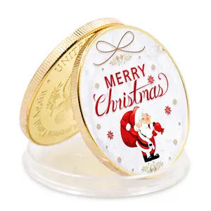 Fabricante chinês Promocional Desejo De Natal Moeda 3d Moeda De Latão Dupla Face Papai Noel Silver Challenge Coin