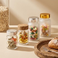 Bouteilles en verre transparent de 100 ml, 120 ml, 150 ml, 200 ml avec bouchon à vis doré, vente en gros pour compléments alimentaires et bonbons gélifiés