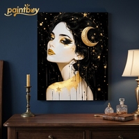 Peinture sur toile DIY par numéros, design moderne de femmes nues avec peintures multicolores 40x50cm