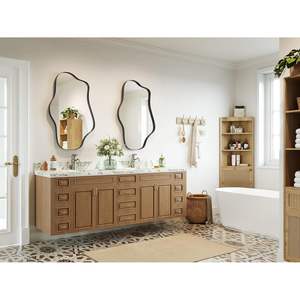 Espejo de Pared Decorativo Asimétrico Moderno Brauthon de 20\" X 36\", Metal Negro Ondulado con Forma Irregular - Product Image 1