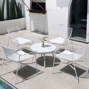 เก้าอี้โต๊ะในสวนทำจากเหล็กพร้อมเบาะนุ่มสำหรับใช้ในสวนรับประทานอาหารเฟอร์นิเจอร์กลางแจ้งมีในสต็อก - Product Image 2