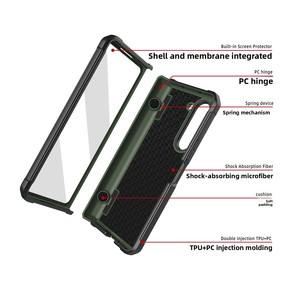 Suitable for Samsung foldable <b>phone</b> FOLD5, featuring a spring hinge and a striped, invisible <b>stand</b> - Product Image 3