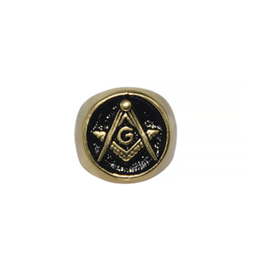 Großhandel New Design Freimaurer <span class=keywords><strong>Ring</strong></span> Vintage Punk Gold Ga Logo Titan Stahl <span class=keywords><strong>Ring</strong></span> für den Menschen - Product Image 2