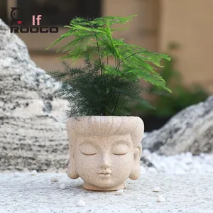Pot de fleurs numérique créatif transfrontalier en forme de tête de Bouddha, écologique et moderne, pour décoration de bureau à domicile, plantes en pot, vert simple - Product Image 3