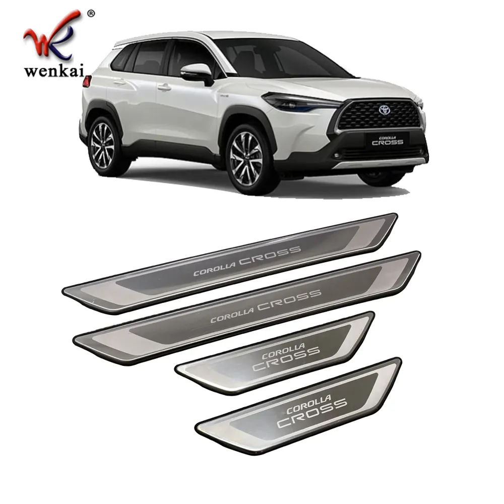 Car Threshold Side Door Foot Plate For Toyota Corolla Cross 2020 2021 Welcome Pedal Auto Decoration Accessories