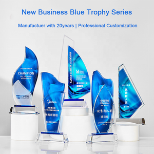 Jadevertu COLOR PRINT <span class=keywords><strong>Glory</strong></span> trofeo Premio Regalo de negocios azul placa de vidrio Premio personalizado - Product Image 5