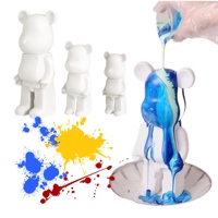 Kit de peinture fluide populaire DIY 23 cm Violent Bear avec 44 couleurs de peinture fluide et outils DIY