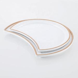 Vajilla irrompible para restaurante Plato de cena de melamina blanca con borde de impresión en forma de Luna única - Product Image 1