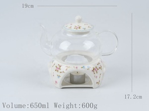 Service à thé en verre borosilicate floral avec chauffe-bougie et tasse – Écologique, résistant à la chaleur, pour thé en vrac, idéal pour la maison/l'hôtel - Product Image 3