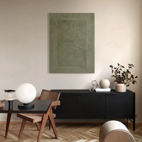 Peinture à l'huile abstraite géométrique 3D à lignes verticales, en plâtre, à impasto épais, 4 couleurs, style Wabi Sabi, Art déco minimaliste, Art mural