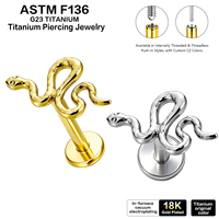 ASTM F136 Titanium Push Pin Internal Threaded Flat Back Cubic Zircon Hypoallergenic for Helix Conch Daith Piercing Jewelry