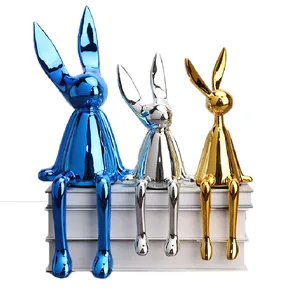 Sitting Rabbit Art Home Decoration Creative Plated Gold Silver Blue Rabbits Simple And Modern Art Desktop Ornaments