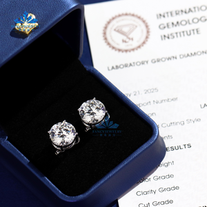 Pendiente trasero inglés Diamante grande 5CT 11mm LAB Creado Diamante D VS1 Pendiente de mujer de cuatro puntas <span class=keywords><strong>Oro</strong></span> de 18 quilates AU750 con IGI - Product Image 2