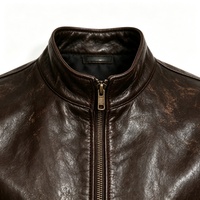 Veste personnalisée en gros, style streetwear, minimaliste, rétro, marron foncé, effet vieilli, délavé à l'huile et au cire, vintage
