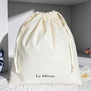 Wholesale Eco Friendly Large Cotton Linen Pouch Custom <b>Drawstring</b> Dust Bag for Clothes Packaging - Product Image 1
