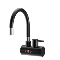 Robinet d'eau chaude moderne en acier inoxydable avec lumière LED intégrée, robinet électrique instantané pour cuisine, montage mural pour la maison, CE CB