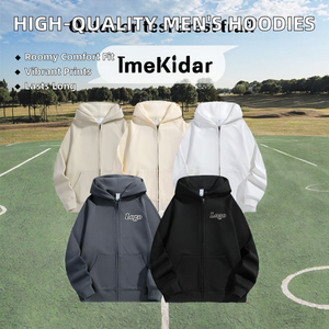 Sweat-shirts à capuche zippés en molleton français 100 % coton de haute qualité pour hommes, brodés, écologiques, respirants, unis et vierges, vente en gros - Product Image 3