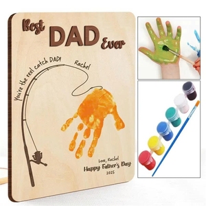 Targa <span class=keywords><strong>in</strong></span> <span class=keywords><strong>Legno</strong></span> Art Déco 'Miglior Papà di Sempre' 8x6 Pollici, Personalizzabile con Impronte e <span class=keywords><strong>Nomi</strong></span>, Regalo Unico per la Festa del Papà, Preziona Momenti Dolci Eterni - Product Image 3