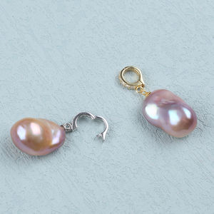 Collar de perlas naturales con colgante de perlas de agua dulce con forma Barroca grande de plata 925 - Product Image 5