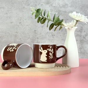 Hot Selling Cute Ceramic Porcelain Milk Mugs in New Bunny Design Reusable Dishwasher & Microwave Safe Gift <b>Box</b> Packaging - Product Image 5